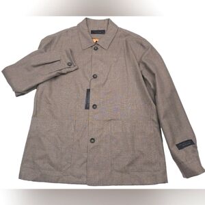 Bloomingdales Tan Melange Micro Hopsack Wool Chore Jacket Mens Size 42R